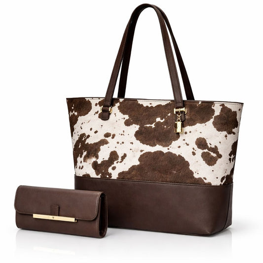 Tote Brown 2pcs Shoulder Handbag for Women
