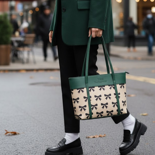 Premium Ladies Tote Bag Green Baige