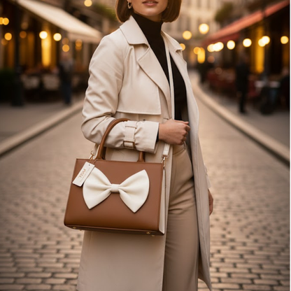 TBM Bow Hand Bag - Brown