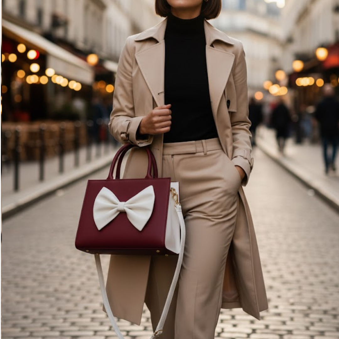 TBM Bow Hand Bag - Maroon