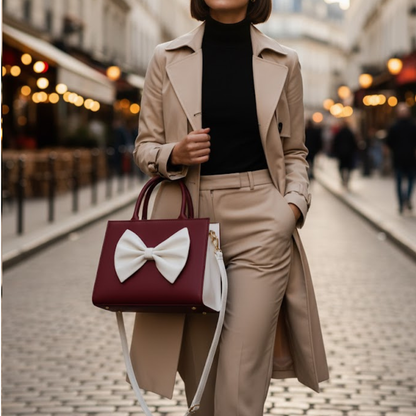 TBM Bow Hand Bag - Maroon