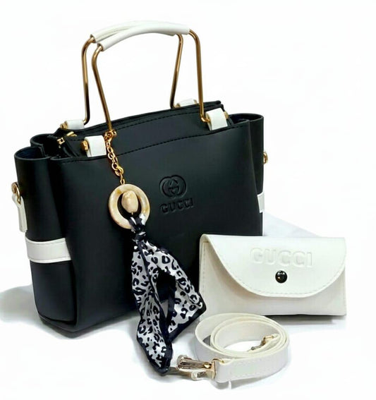 Black and White 2piece Women Handbag