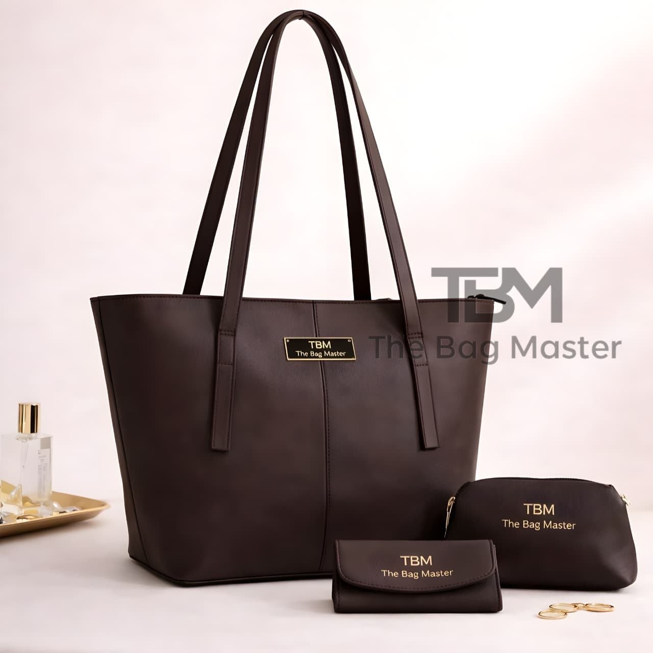 Tote 3pcs Brown Handbag