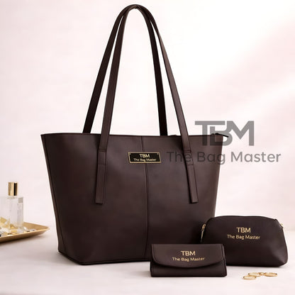 Tote 3pcs Brown Handbag