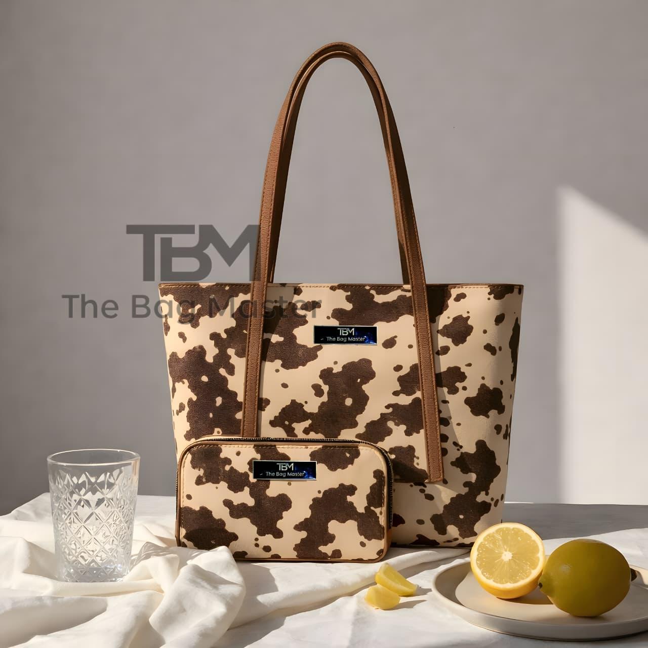 Tote 2pcs Brown Shoulder Handbag