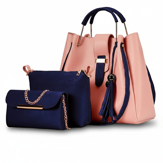 3-in-1 Stylish Bag Set Pink Blue