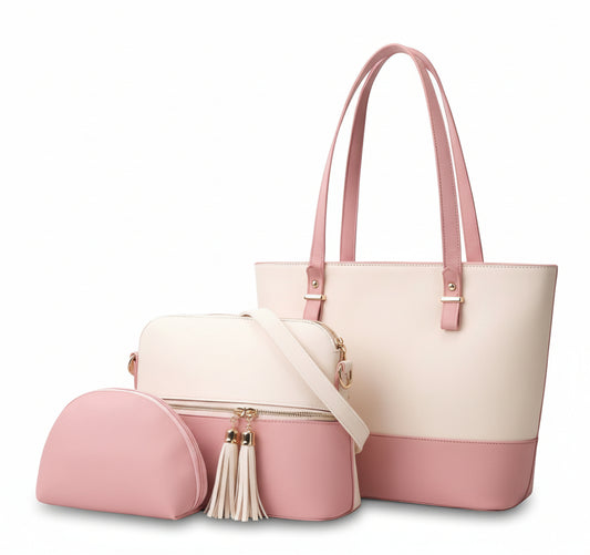 Dream Pink and Black 3 Piece Handbag