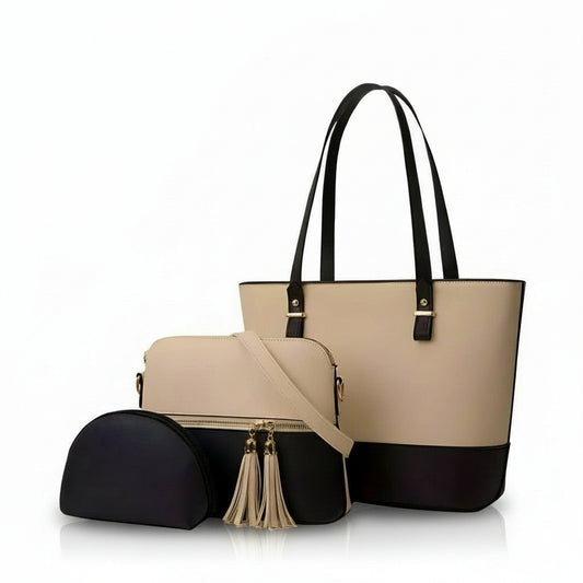 Dream Blue and Beige 3 Piece Handbag