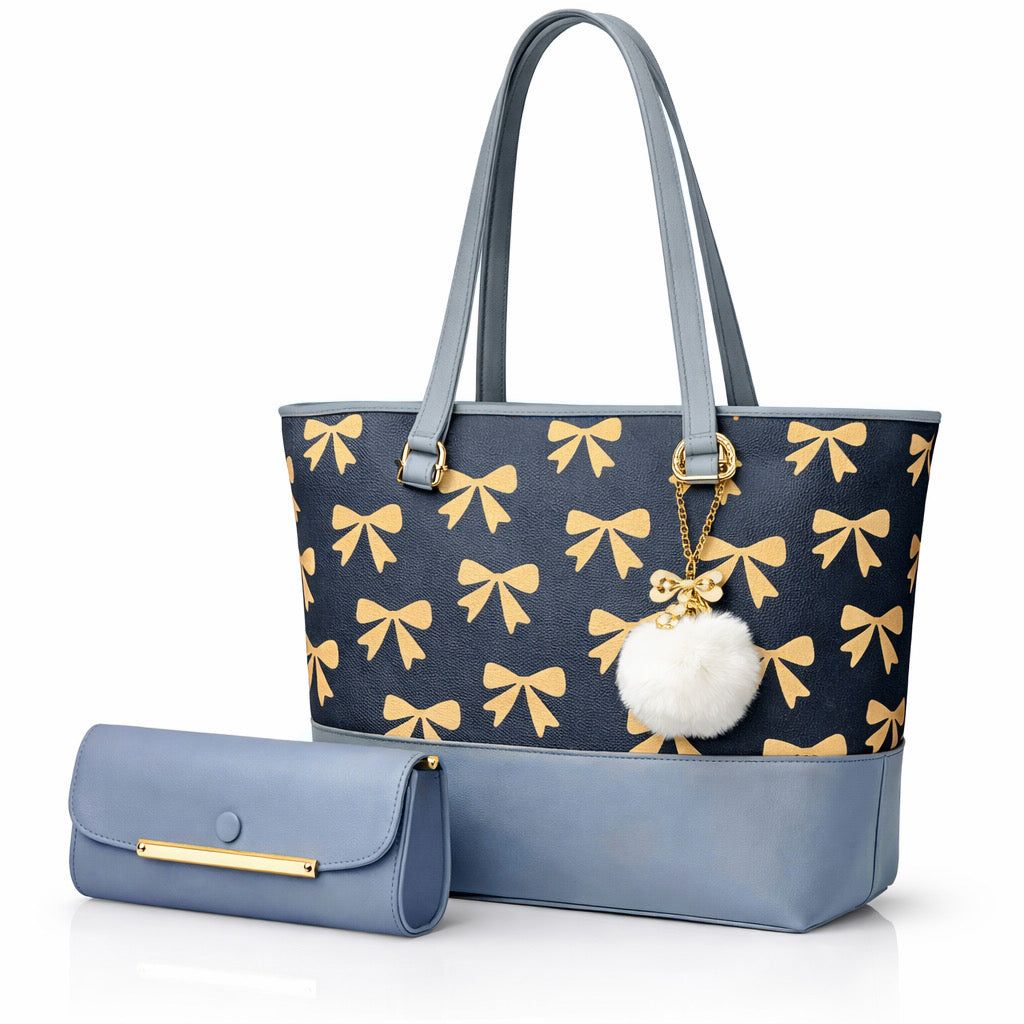 Tote 2pcs Blue Shoulder Handbag