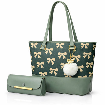 Tote 2pcs Green Shoulder Handbag