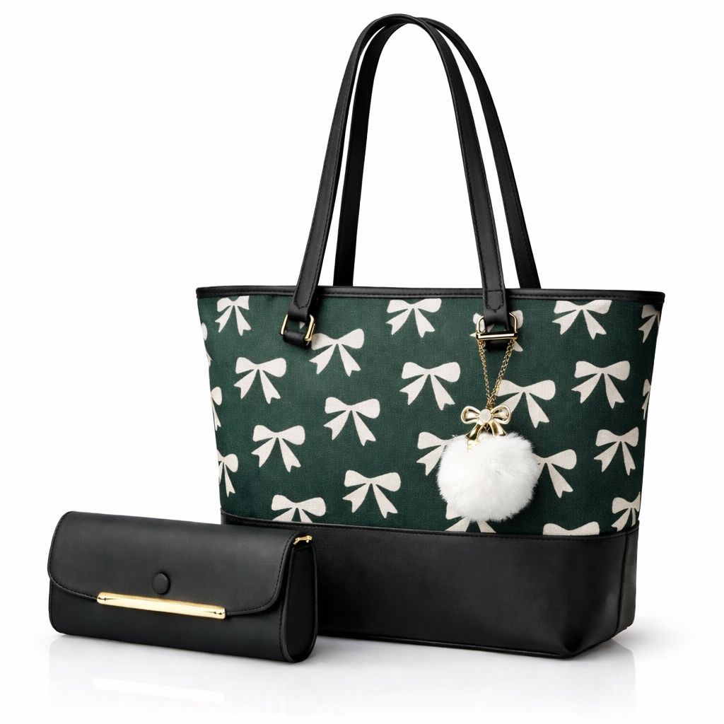 Tote 2pcs Green Shoulder Handbag
