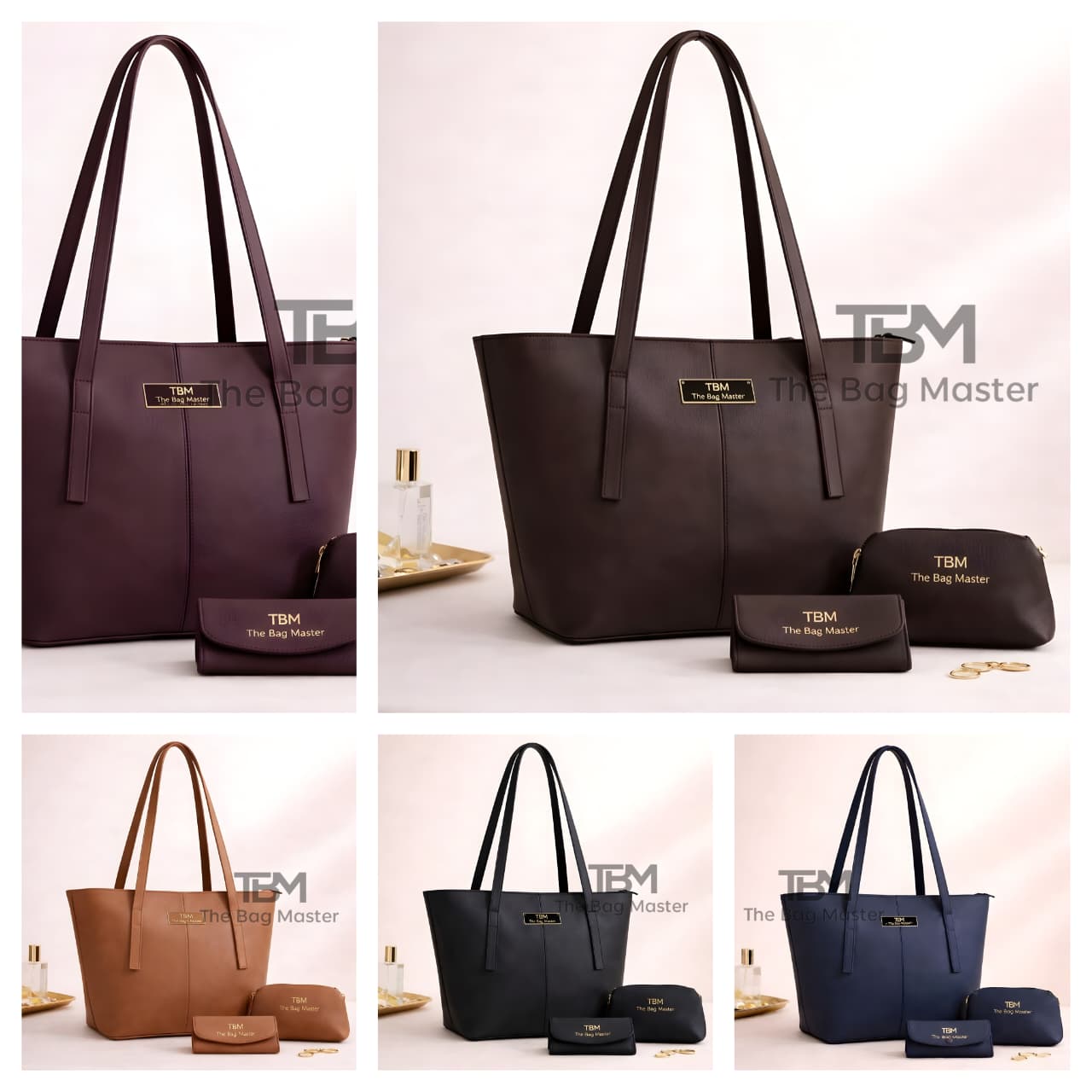 Tote 3pcs Blue Handbag