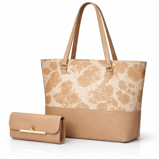 Tote Beige 2pcs Shoulder Handbag for Women