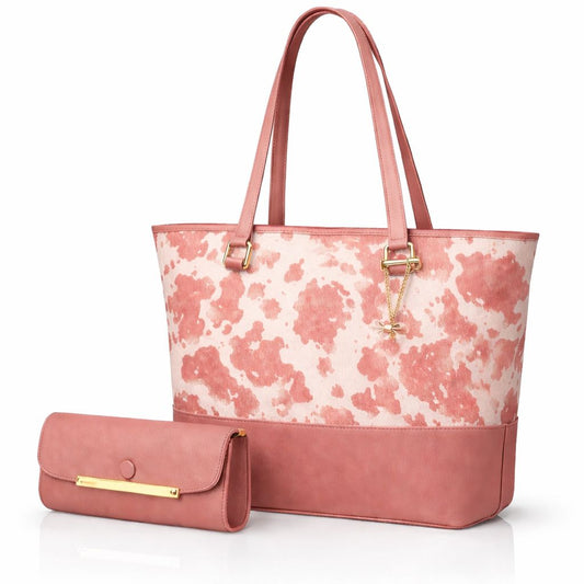 Tote Pink 2pcs Shoulder Handbag for Women