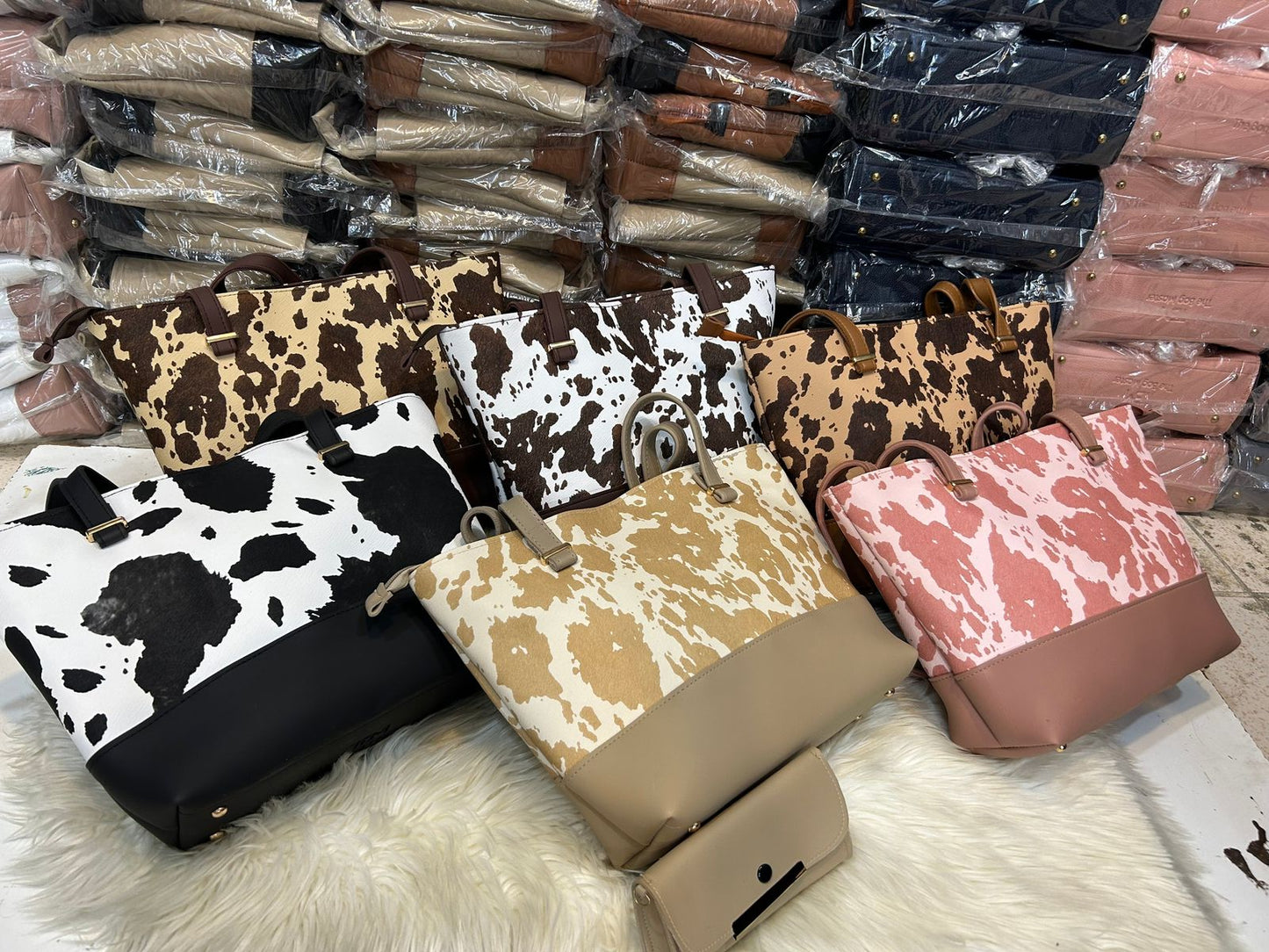 Tote Pink 2pcs Shoulder Handbag for Women