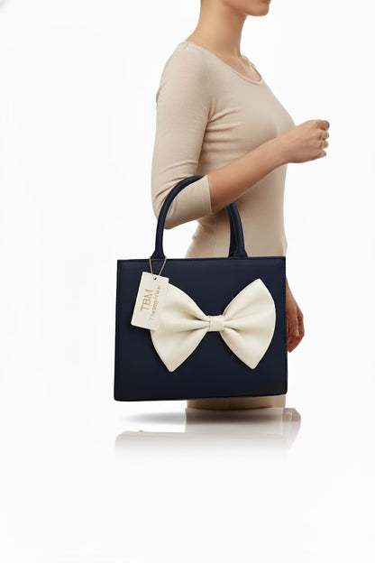 TBM Bow Hand Bag - Navy Blue