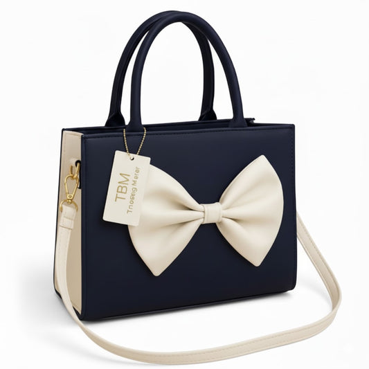 TBM Bow Hand Bag - Navy Blue